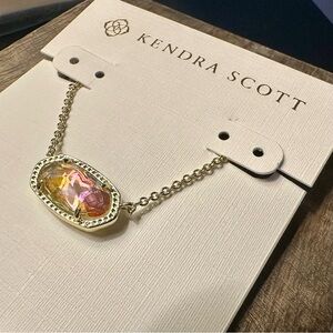 New Kendra Scott Elisa Gold Pendant 15-17” Necklace in Dichroic Glass
